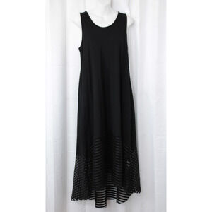 Elohim By Sabrina Goh Sue Flair Maxi Dress Women L High Low Lace Hem Tank Black